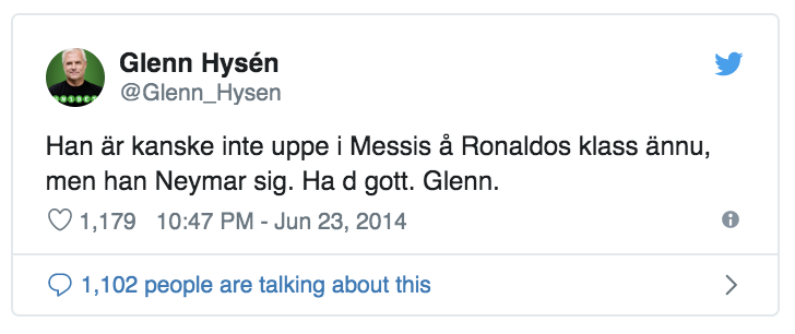 Glenn Hysén skämt twitter