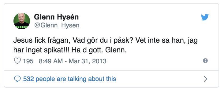 Glenn Hysén skämt twitter