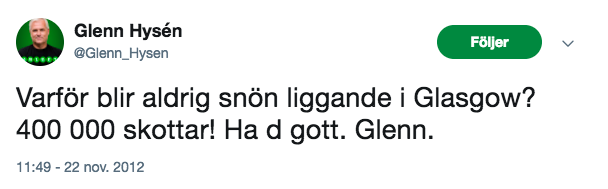 Glenn Hysén skämt twitter