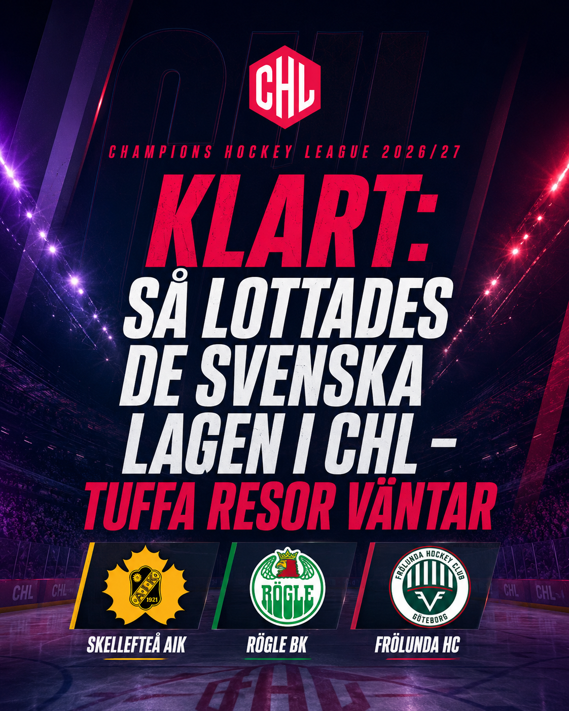 SHL: KLART: Så lottades de svenska lagen i CHL – tuffa resor väntar