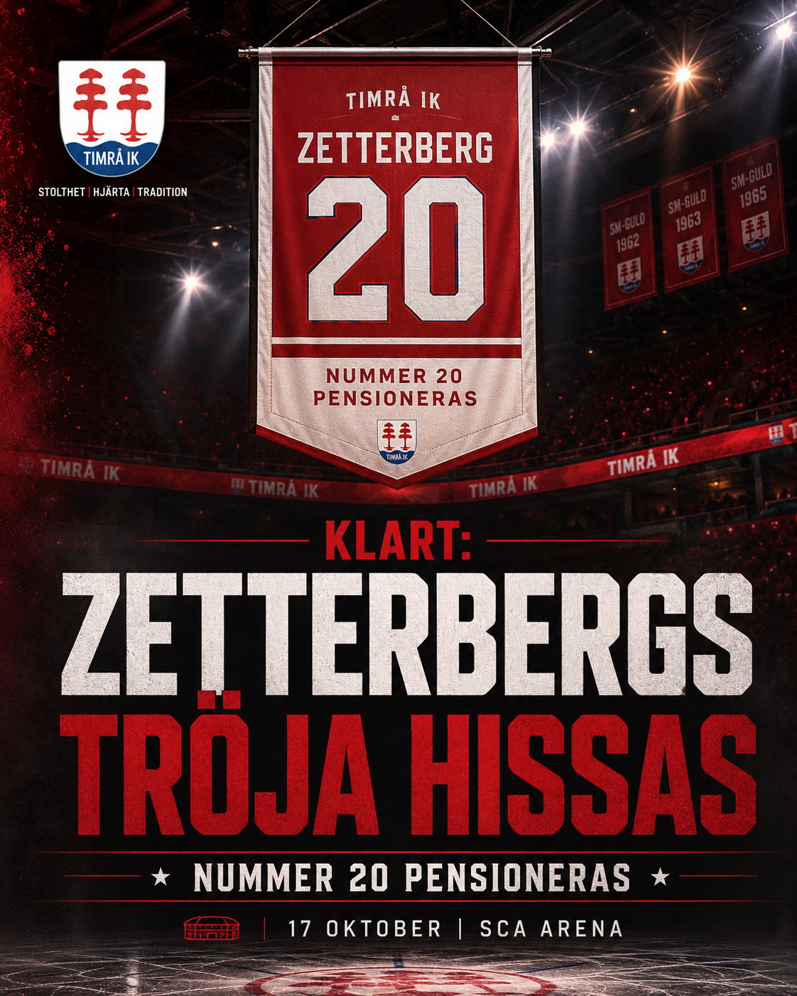 Timrå IK: KLART: Timrå hyllar Henrik Zetterberg – tröjan hissas i SCA Arena