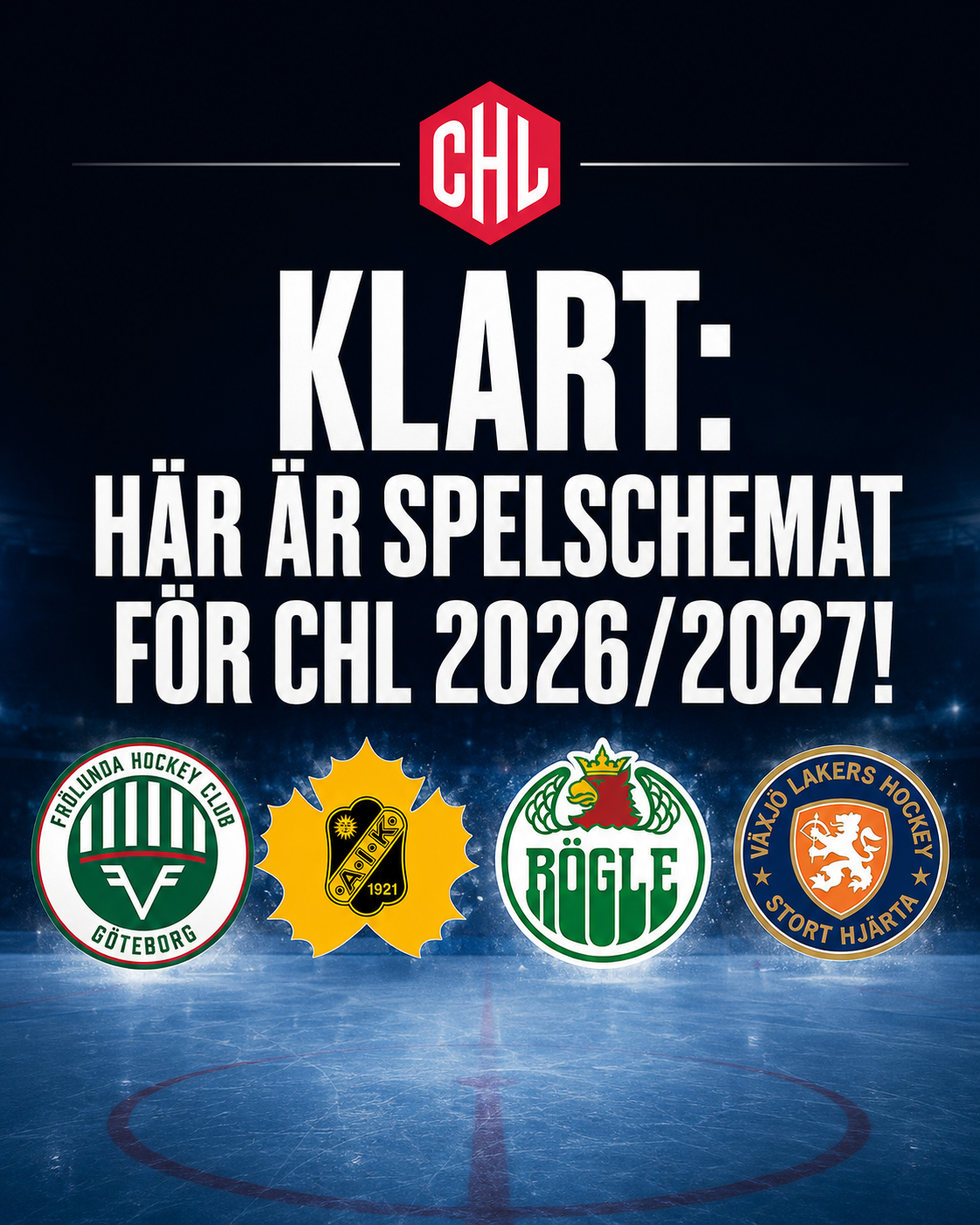 Klart: Här är CHL-schemat för Frölunda, Skellefteå, Rögle och Växjö